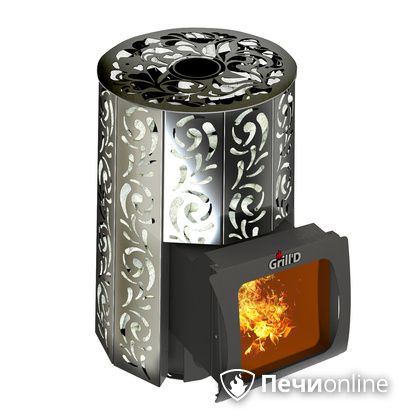 Дровяная печь-каменка GrillD Violet window short Max Жадеит 80 в Тамбове
