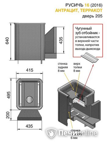 Дровяные печи-каменки Везувий Русичъ Антрацит 16 (205) 2016 в Тамбове