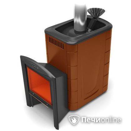 Дровяная банная печь TMF Гейзер 2014 Inox Витра  Терракота в Тамбове