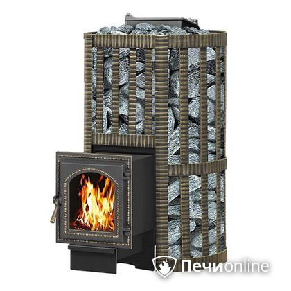 Дровяная банная печь Везувий Ураган Ковка 22 (270) с закрытой каменкой чугун в Тамбове